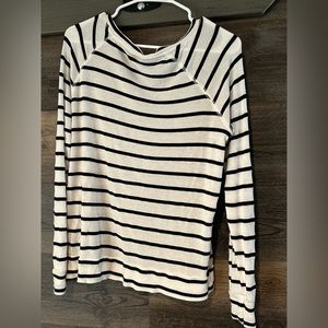 L Navy Blue Stripe Long Sleeve Shirt
